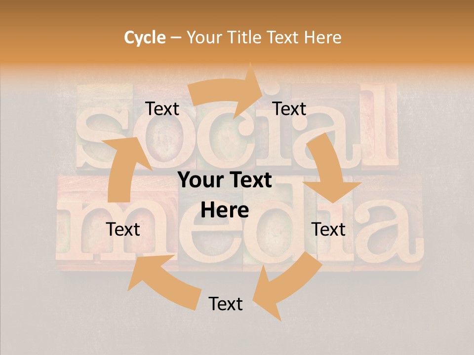 The Word Social Media Written In Wood Type Blocks PowerPoint Template