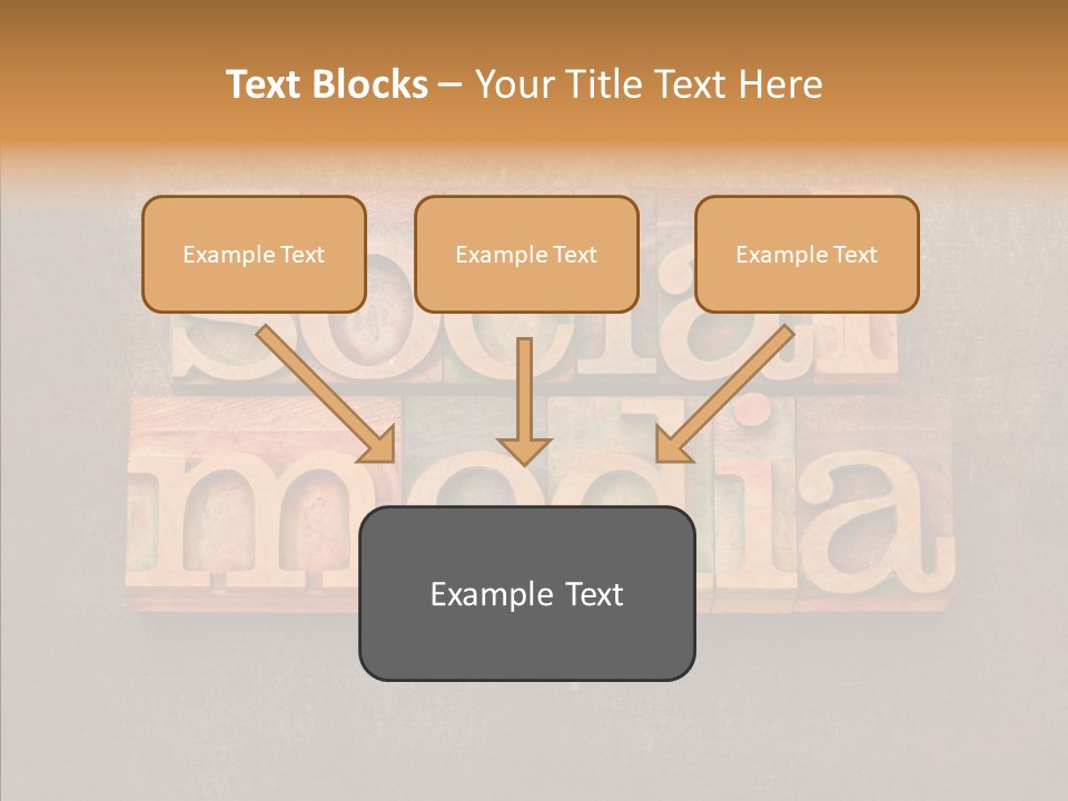The Word Social Media Written In Wood Type Blocks PowerPoint Template