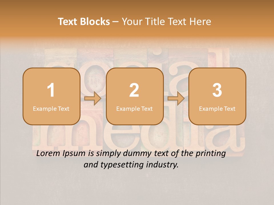 The Word Social Media Written In Wood Type Blocks PowerPoint Template