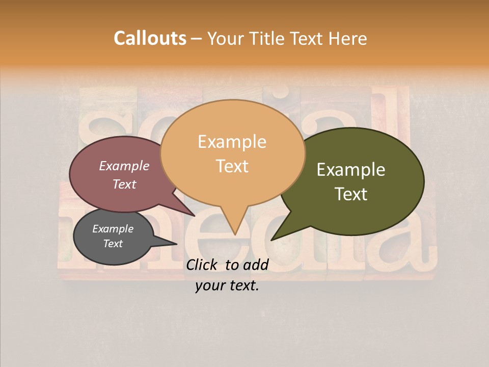 The Word Social Media Written In Wood Type Blocks PowerPoint Template