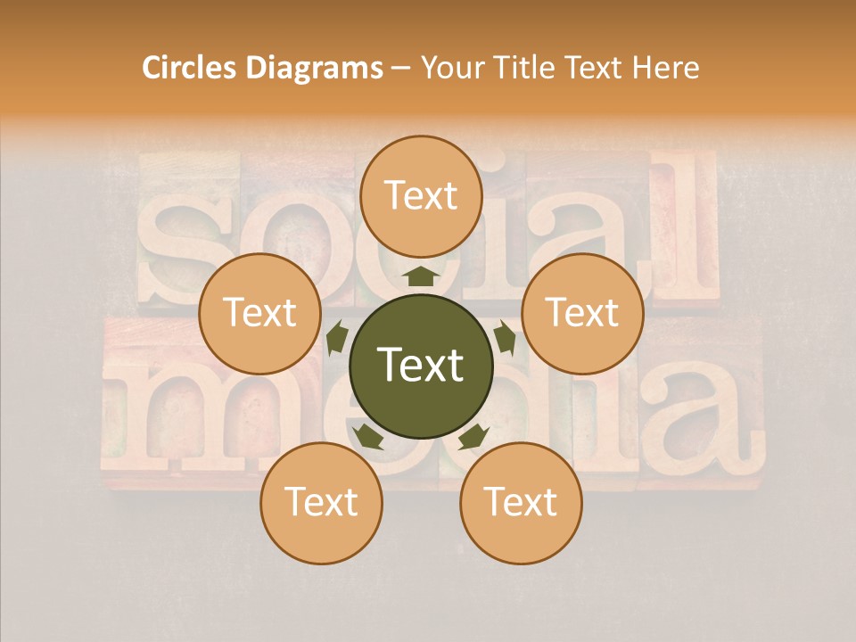 The Word Social Media Written In Wood Type Blocks PowerPoint Template