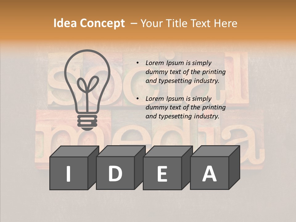 The Word Social Media Written In Wood Type Blocks PowerPoint Template