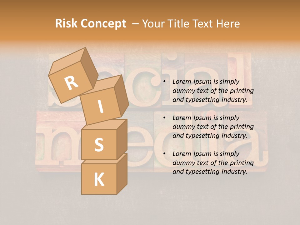 The Word Social Media Written In Wood Type Blocks PowerPoint Template