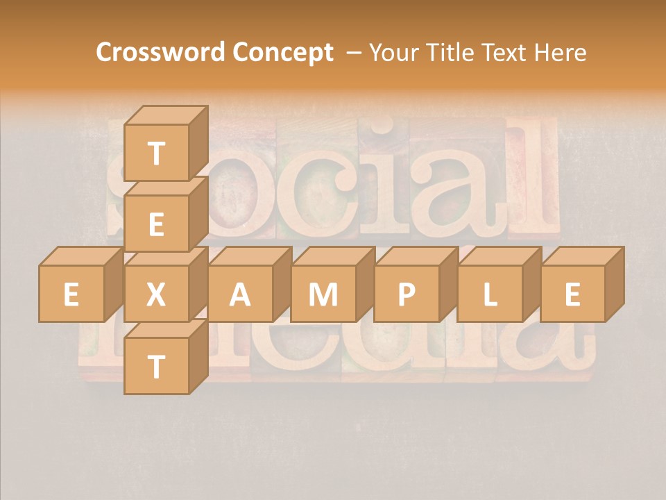 The Word Social Media Written In Wood Type Blocks PowerPoint Template