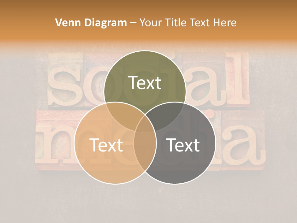The Word Social Media Written In Wood Type Blocks PowerPoint Template