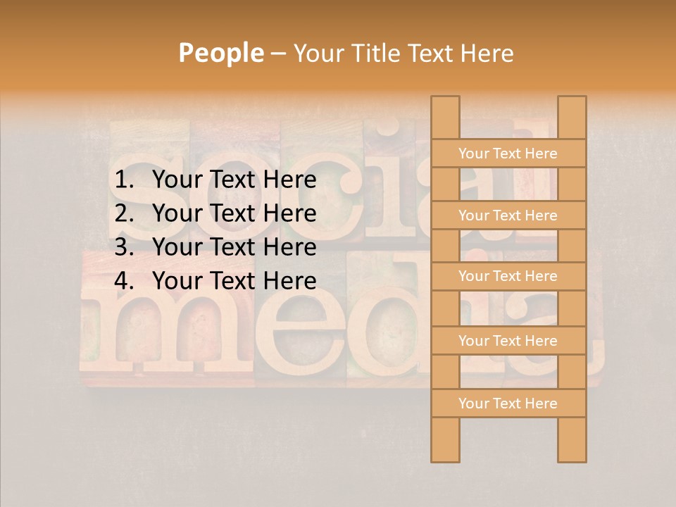 The Word Social Media Written In Wood Type Blocks PowerPoint Template