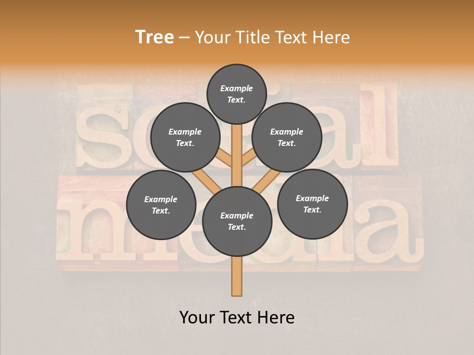 The Word Social Media Written In Wood Type Blocks PowerPoint Template