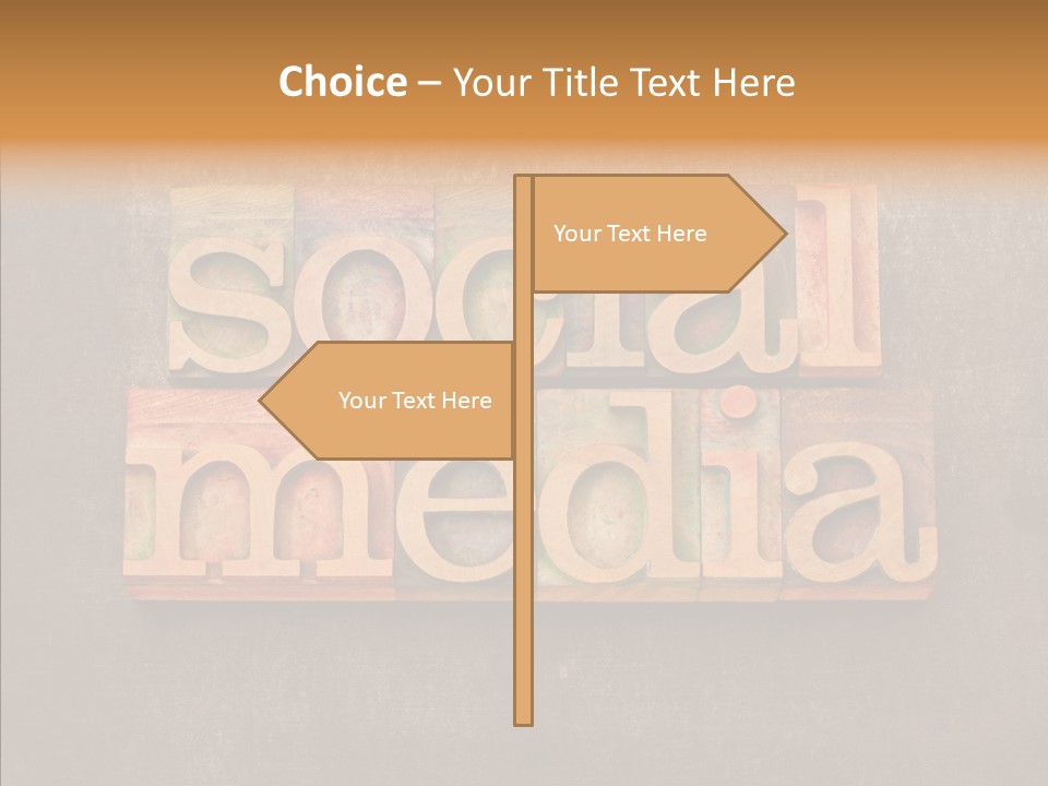 The Word Social Media Written In Wood Type Blocks PowerPoint Template