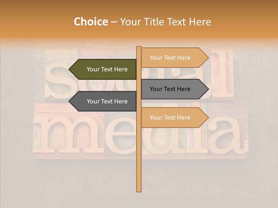 The Word Social Media Written In Wood Type Blocks PowerPoint Template