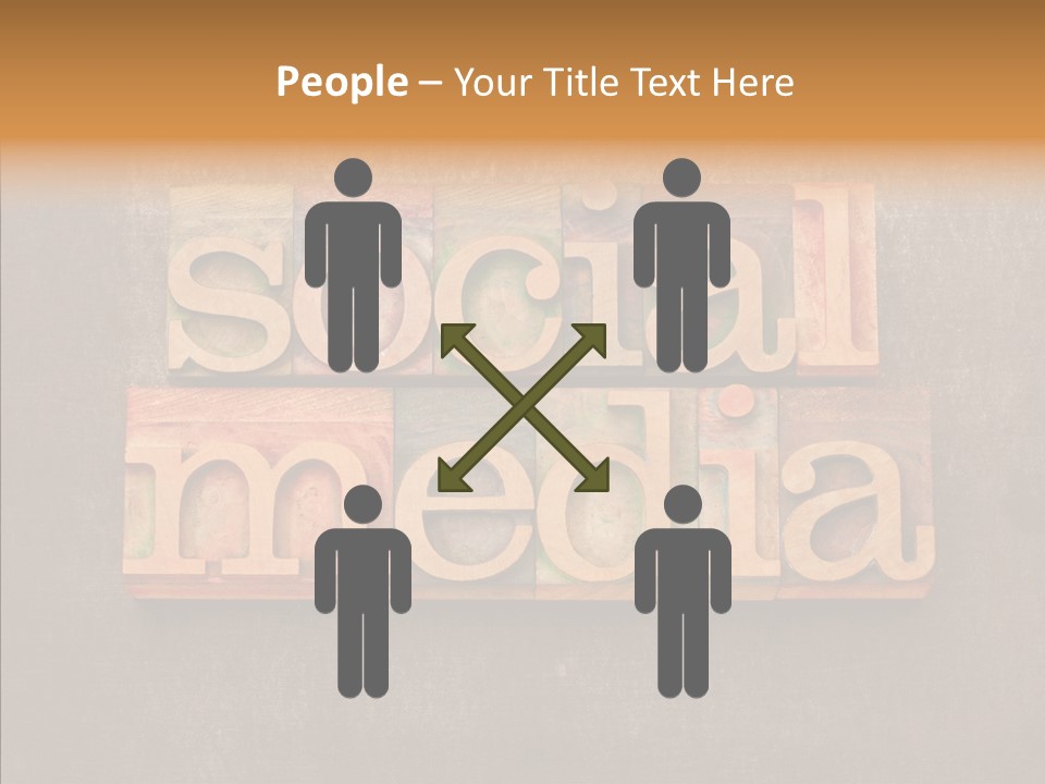 The Word Social Media Written In Wood Type Blocks PowerPoint Template