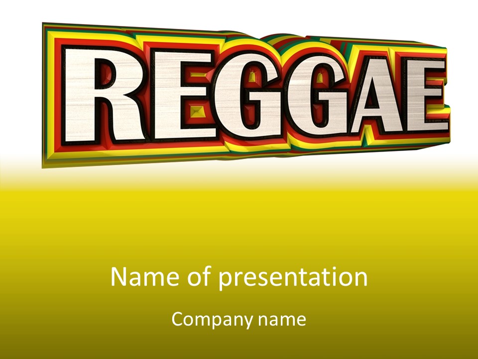 White Isolated On White Reggae Music PowerPoint Template