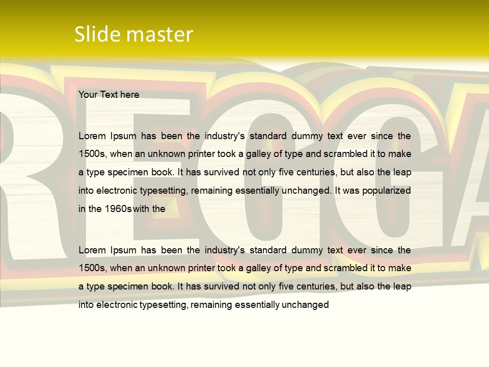 White Isolated On White Reggae Music PowerPoint Template