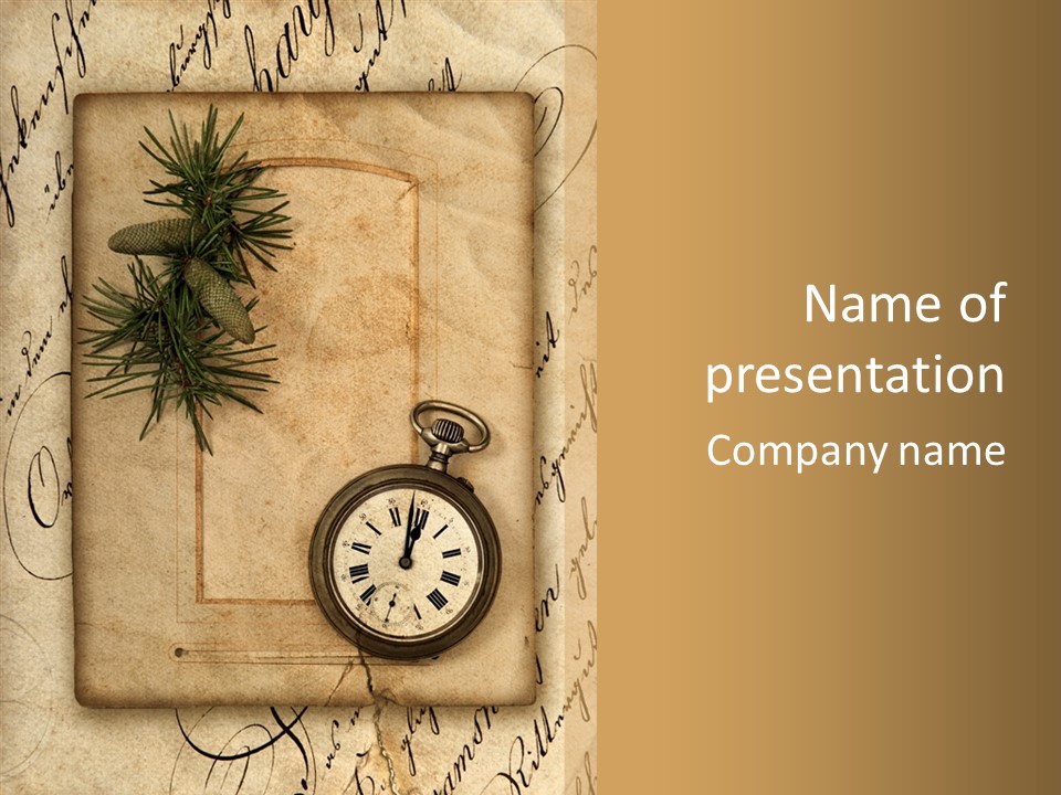 Nostalgia Golden Clock PowerPoint Template