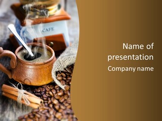 Wood Table Coffee PowerPoint Template