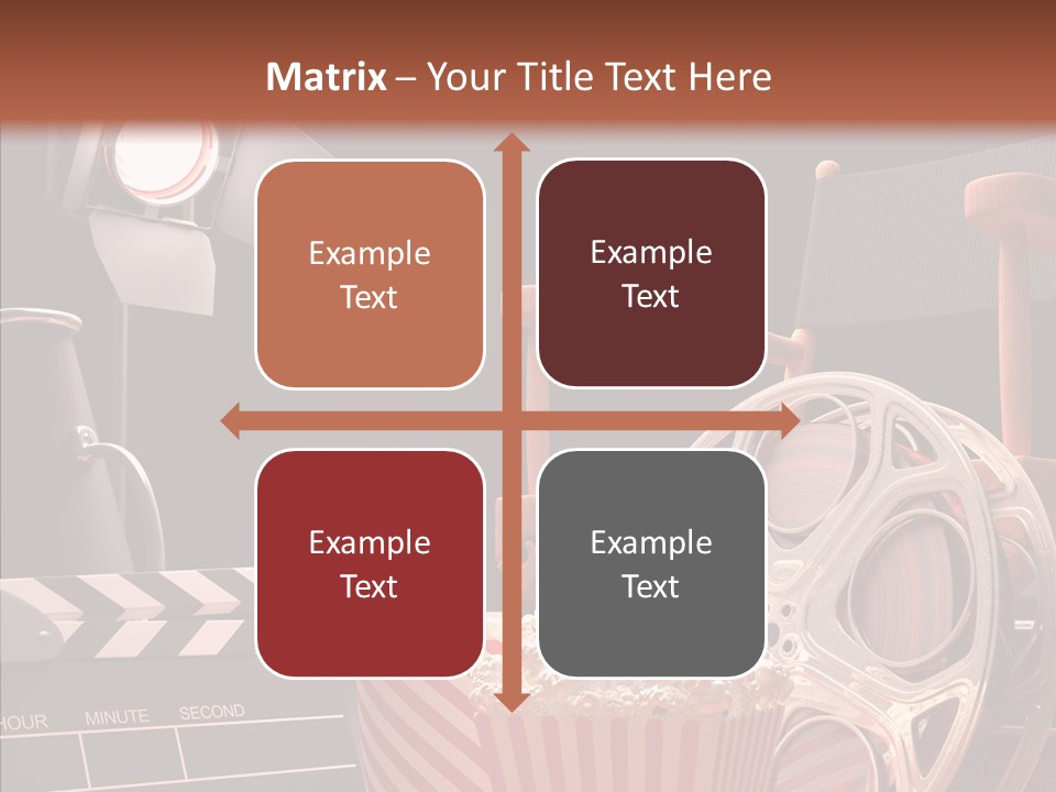 A Movie Projector And A Bucket Of Popcorn On A Table PowerPoint Template