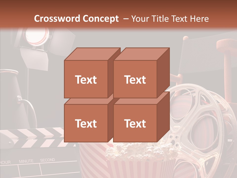 A Movie Projector And A Bucket Of Popcorn On A Table PowerPoint Template