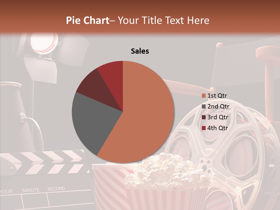 A Movie Projector And A Bucket Of Popcorn On A Table PowerPoint Template