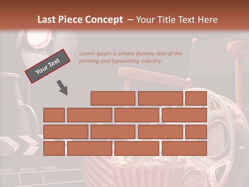 A Movie Projector And A Bucket Of Popcorn On A Table PowerPoint Template
