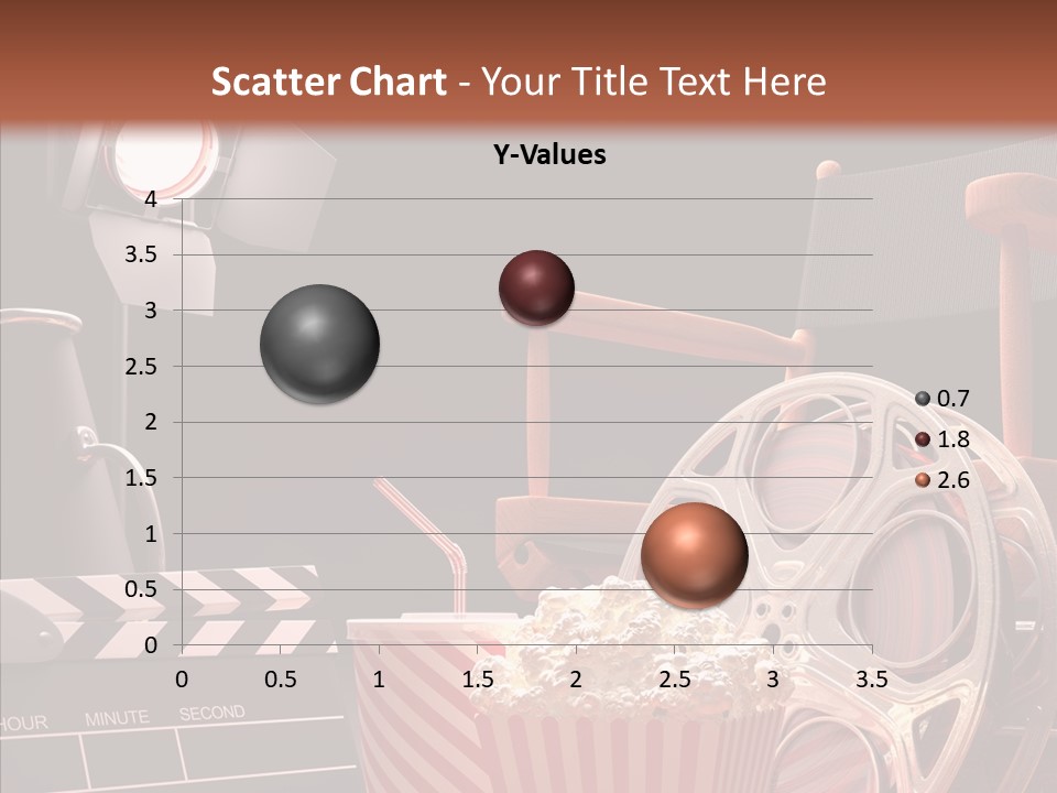 A Movie Projector And A Bucket Of Popcorn On A Table PowerPoint Template