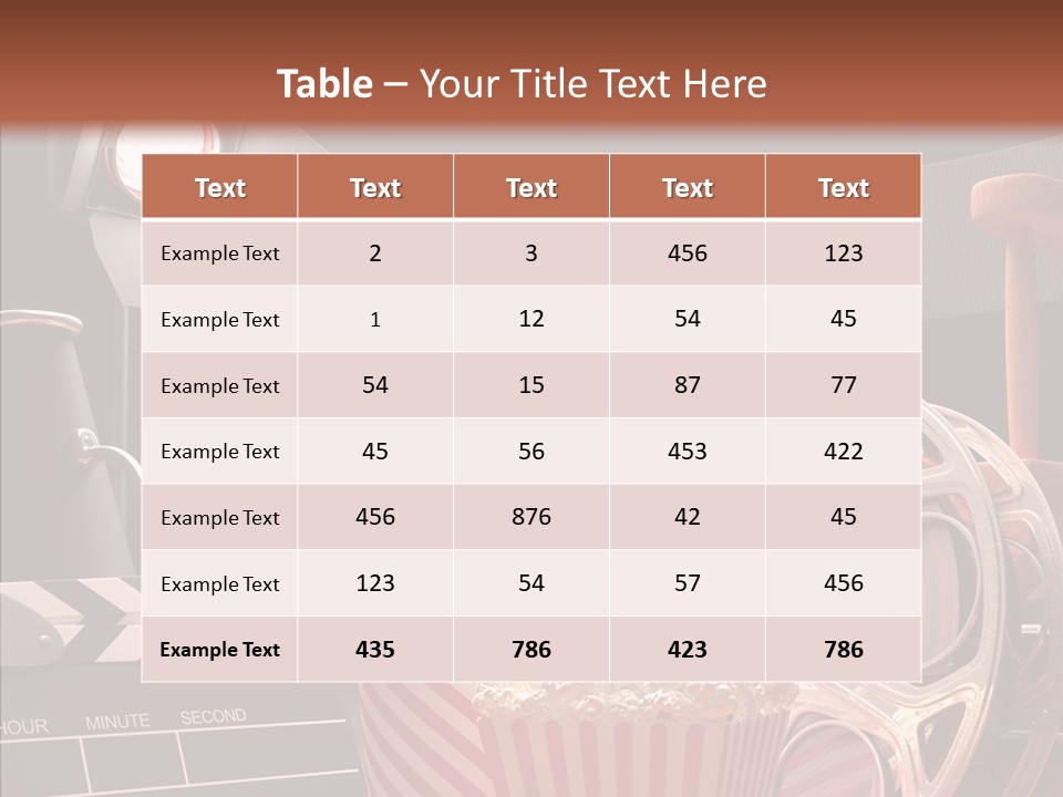 A Movie Projector And A Bucket Of Popcorn On A Table PowerPoint Template