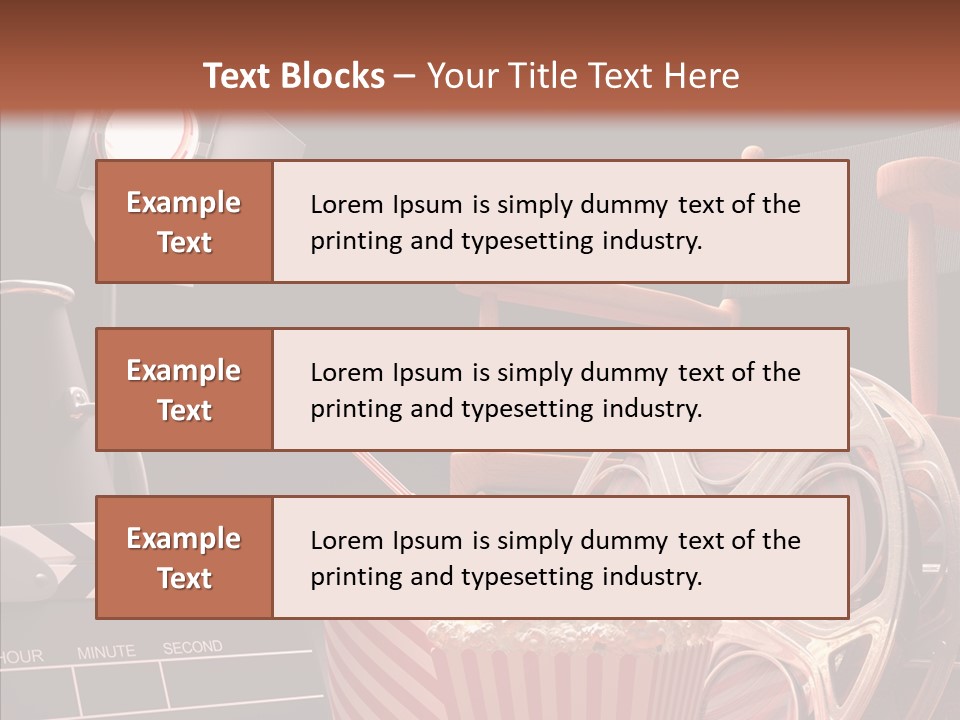 A Movie Projector And A Bucket Of Popcorn On A Table PowerPoint Template