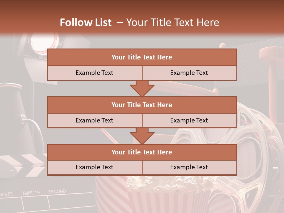 A Movie Projector And A Bucket Of Popcorn On A Table PowerPoint Template