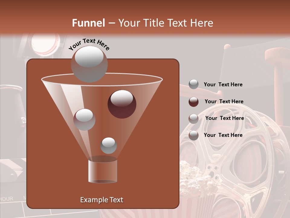 A Movie Projector And A Bucket Of Popcorn On A Table PowerPoint Template