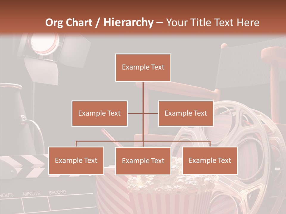 A Movie Projector And A Bucket Of Popcorn On A Table PowerPoint Template
