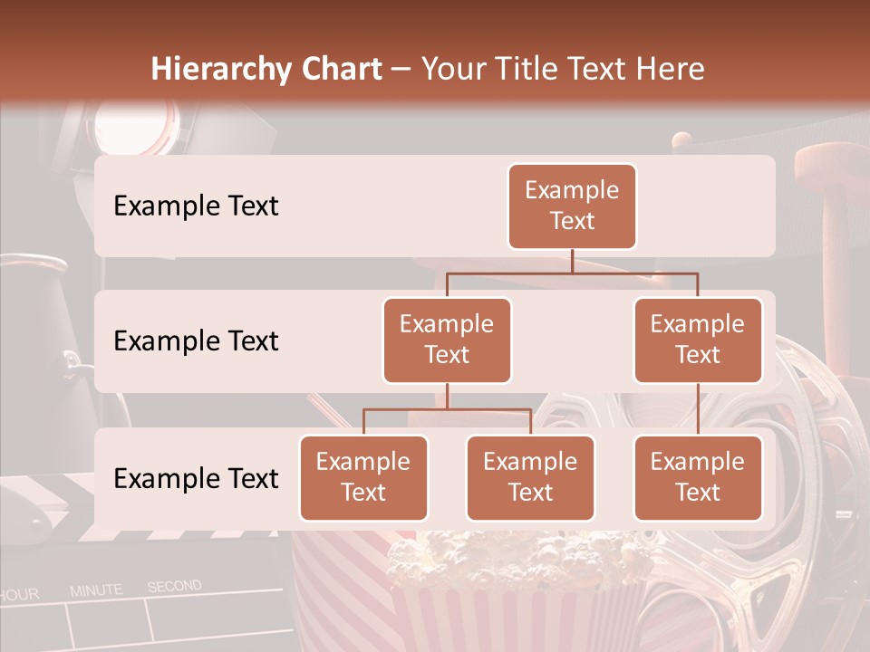 A Movie Projector And A Bucket Of Popcorn On A Table PowerPoint Template