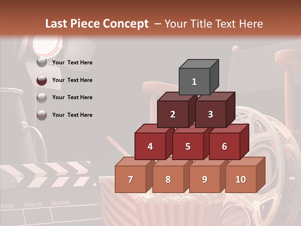 A Movie Projector And A Bucket Of Popcorn On A Table PowerPoint Template