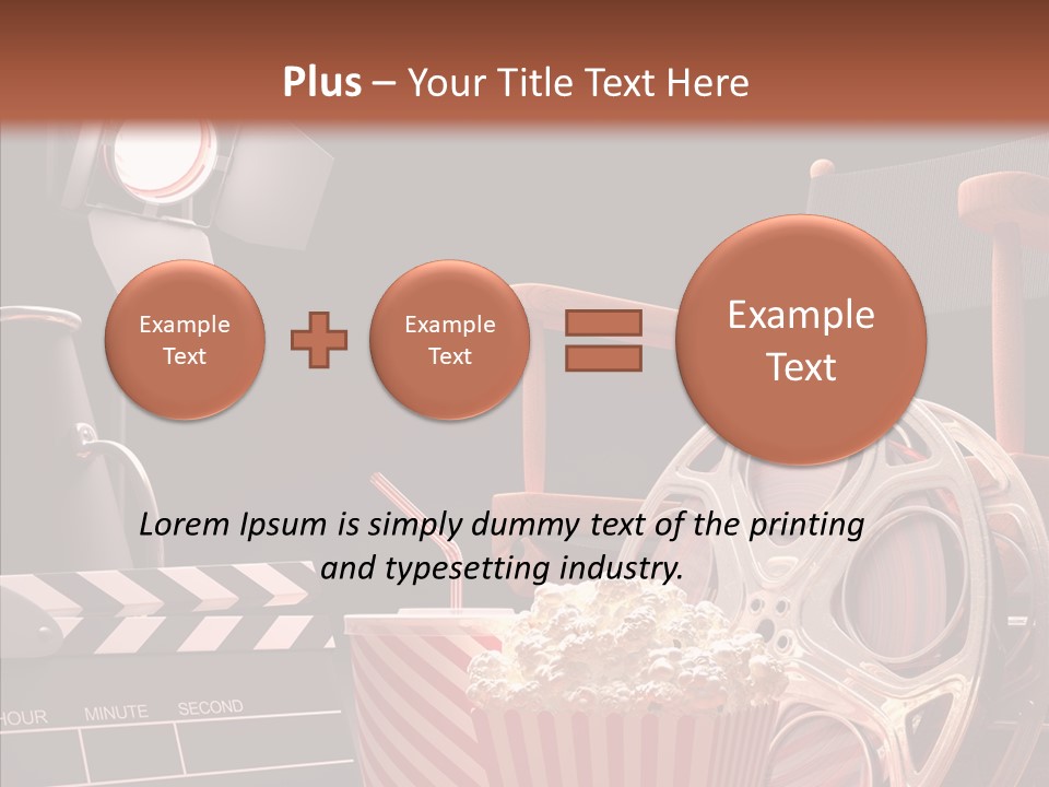 A Movie Projector And A Bucket Of Popcorn On A Table PowerPoint Template