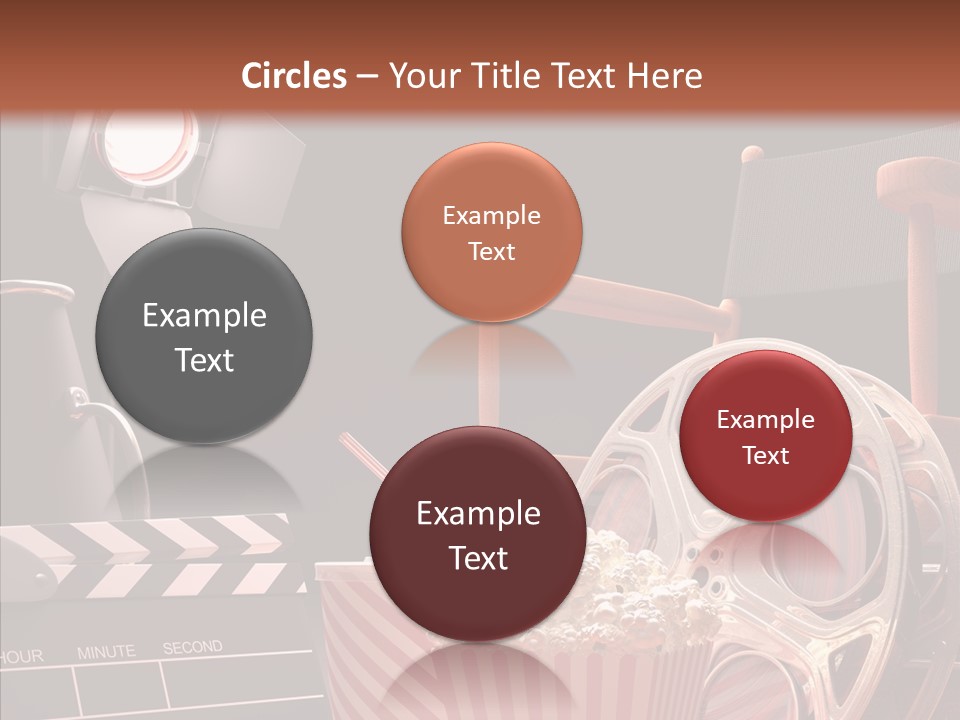 A Movie Projector And A Bucket Of Popcorn On A Table PowerPoint Template