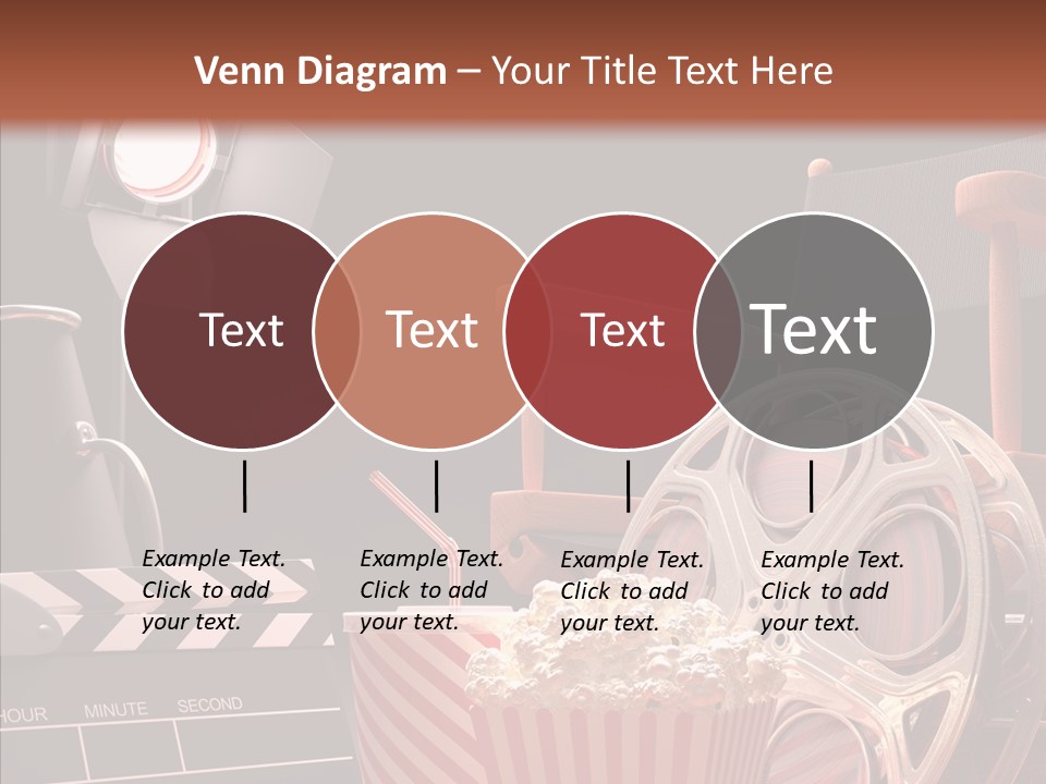 A Movie Projector And A Bucket Of Popcorn On A Table PowerPoint Template