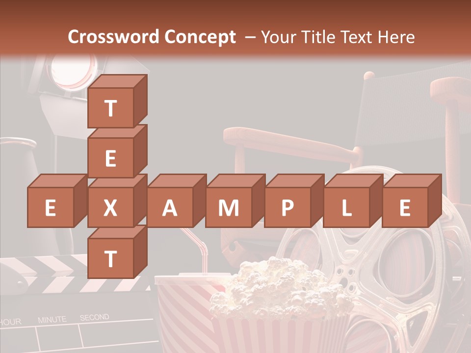 A Movie Projector And A Bucket Of Popcorn On A Table PowerPoint Template