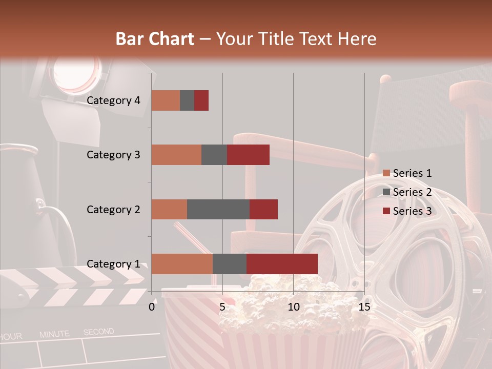 A Movie Projector And A Bucket Of Popcorn On A Table PowerPoint Template