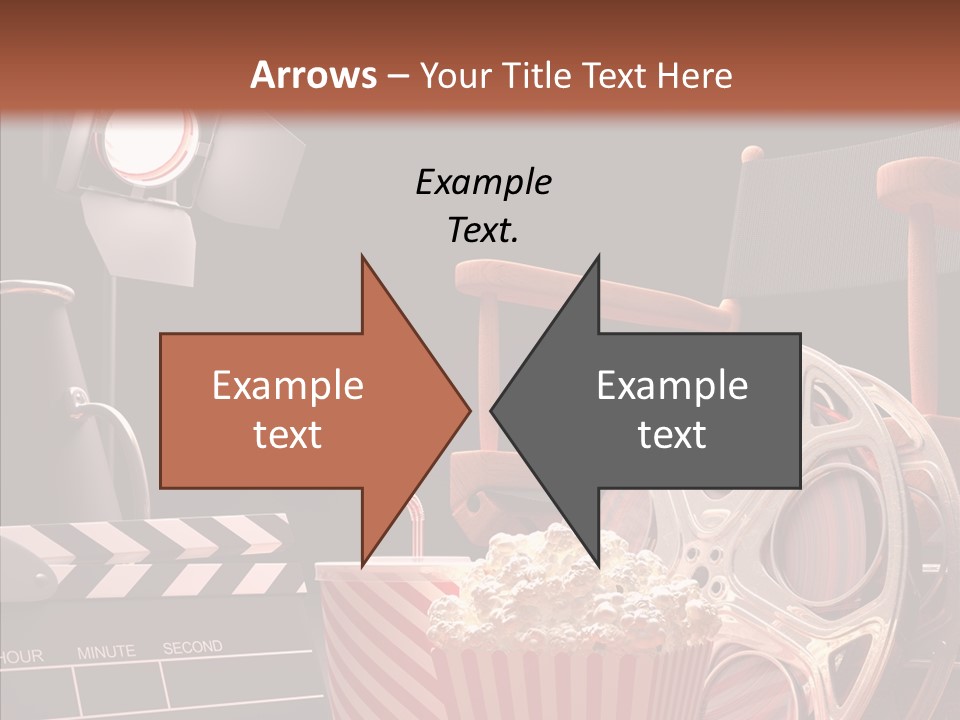 A Movie Projector And A Bucket Of Popcorn On A Table PowerPoint Template