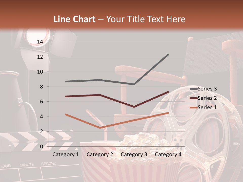 A Movie Projector And A Bucket Of Popcorn On A Table PowerPoint Template
