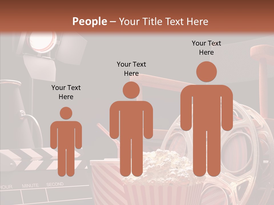 A Movie Projector And A Bucket Of Popcorn On A Table PowerPoint Template