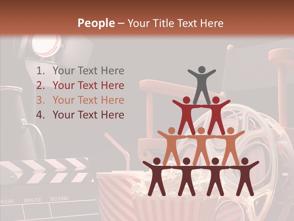 A Movie Projector And A Bucket Of Popcorn On A Table PowerPoint Template