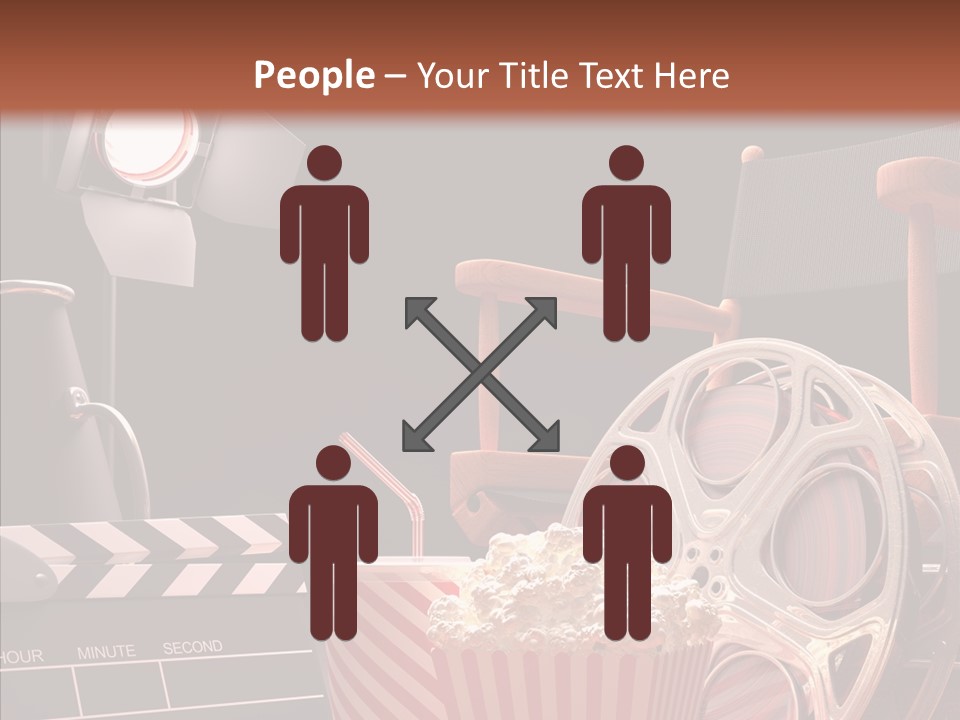 A Movie Projector And A Bucket Of Popcorn On A Table PowerPoint Template
