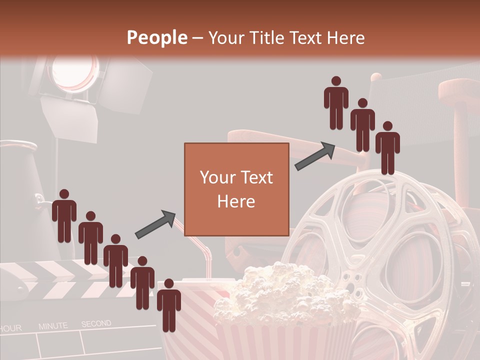 A Movie Projector And A Bucket Of Popcorn On A Table PowerPoint Template