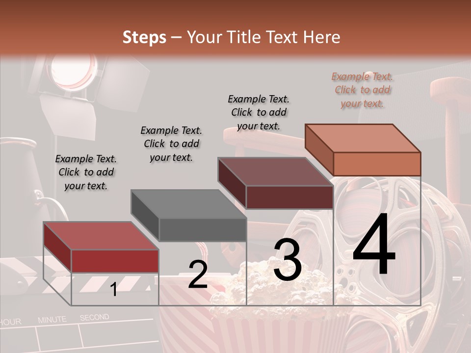 A Movie Projector And A Bucket Of Popcorn On A Table PowerPoint Template