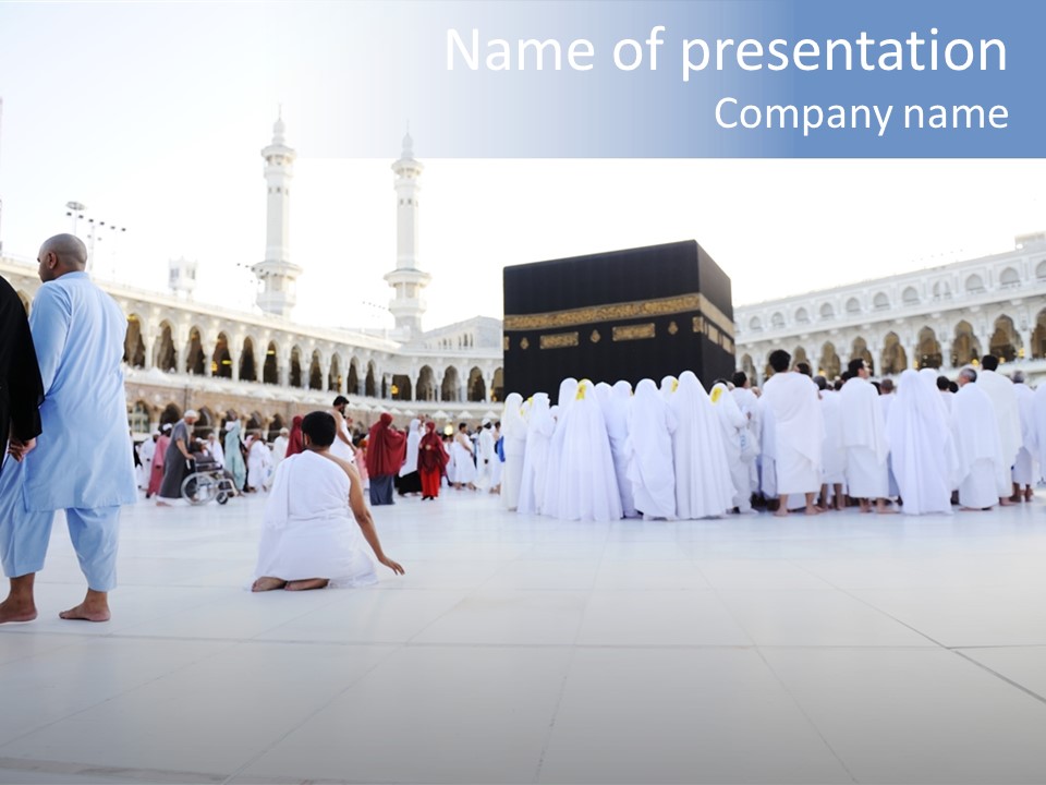 Congregation Copy Space Tawaf PowerPoint Template