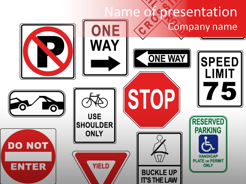 Warning Speed Yield PowerPoint Template