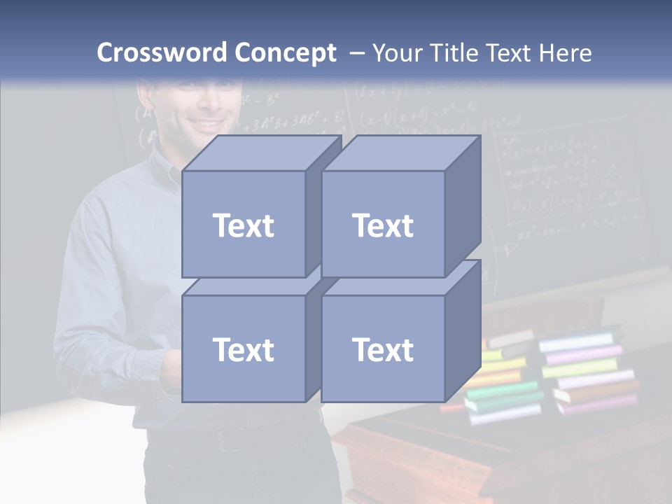 Cheerful Man Desk PowerPoint Template
