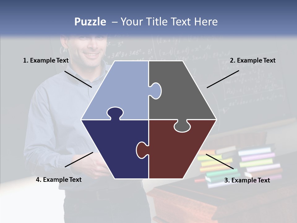 Cheerful Man Desk PowerPoint Template