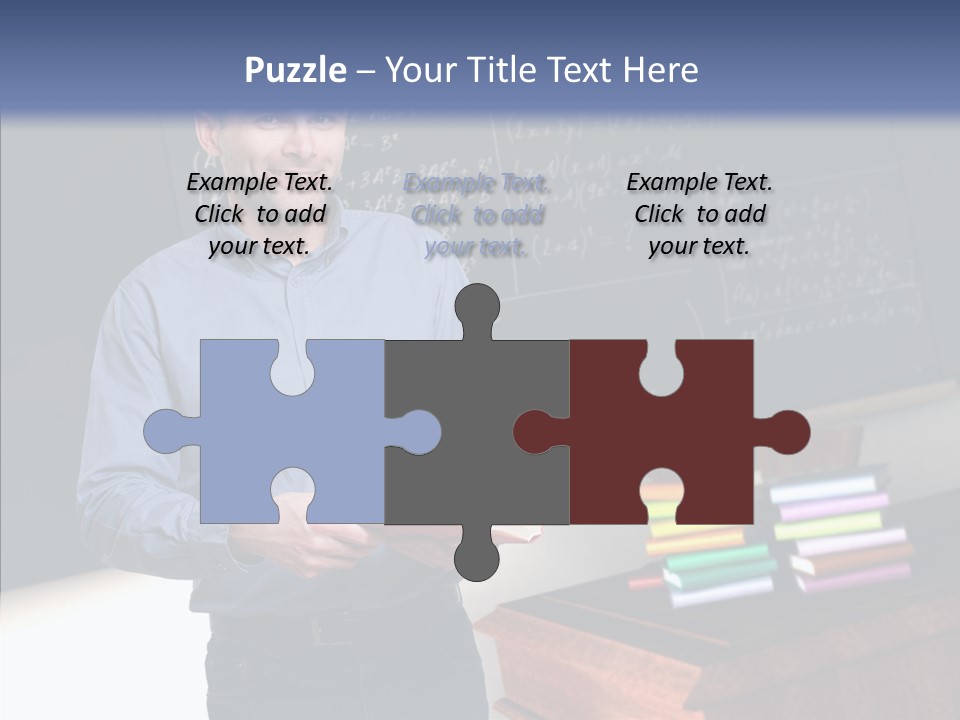 Cheerful Man Desk PowerPoint Template