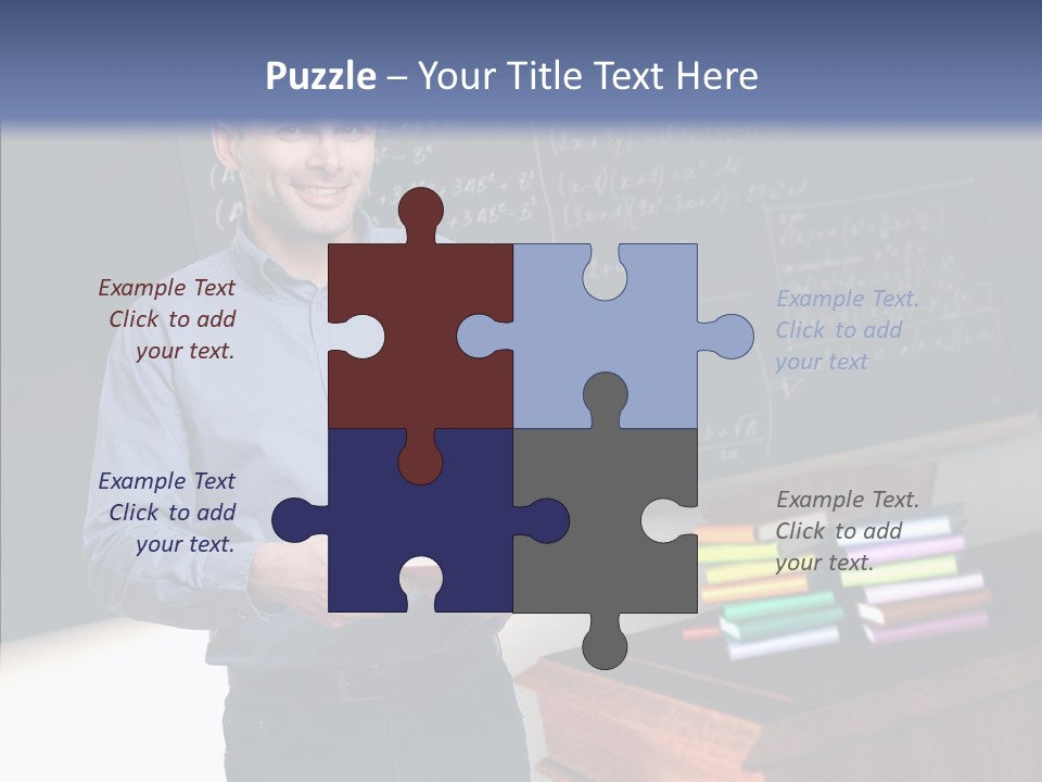 Cheerful Man Desk PowerPoint Template