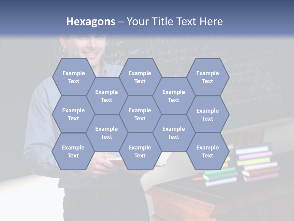 Cheerful Man Desk PowerPoint Template