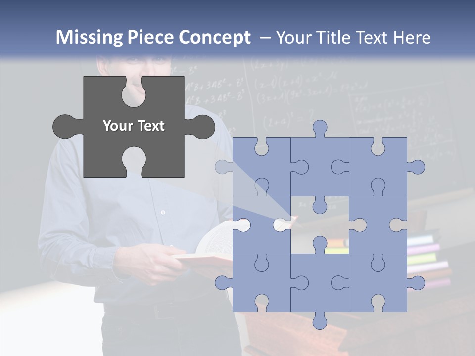 Cheerful Man Desk PowerPoint Template